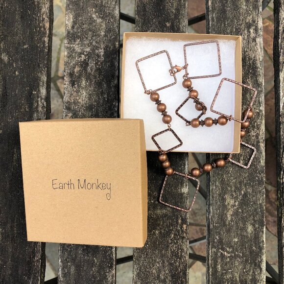 Stylish Square Link Necklace in Antique Copper - Picture 6 of 7